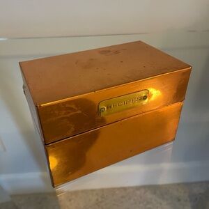 Vintage Copper Recipe Box w/Brass Tag